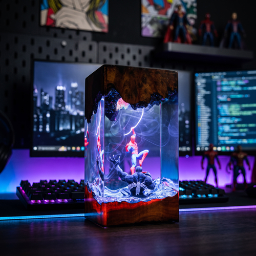 Spider-Hero vs Symbiote Resin Lamp