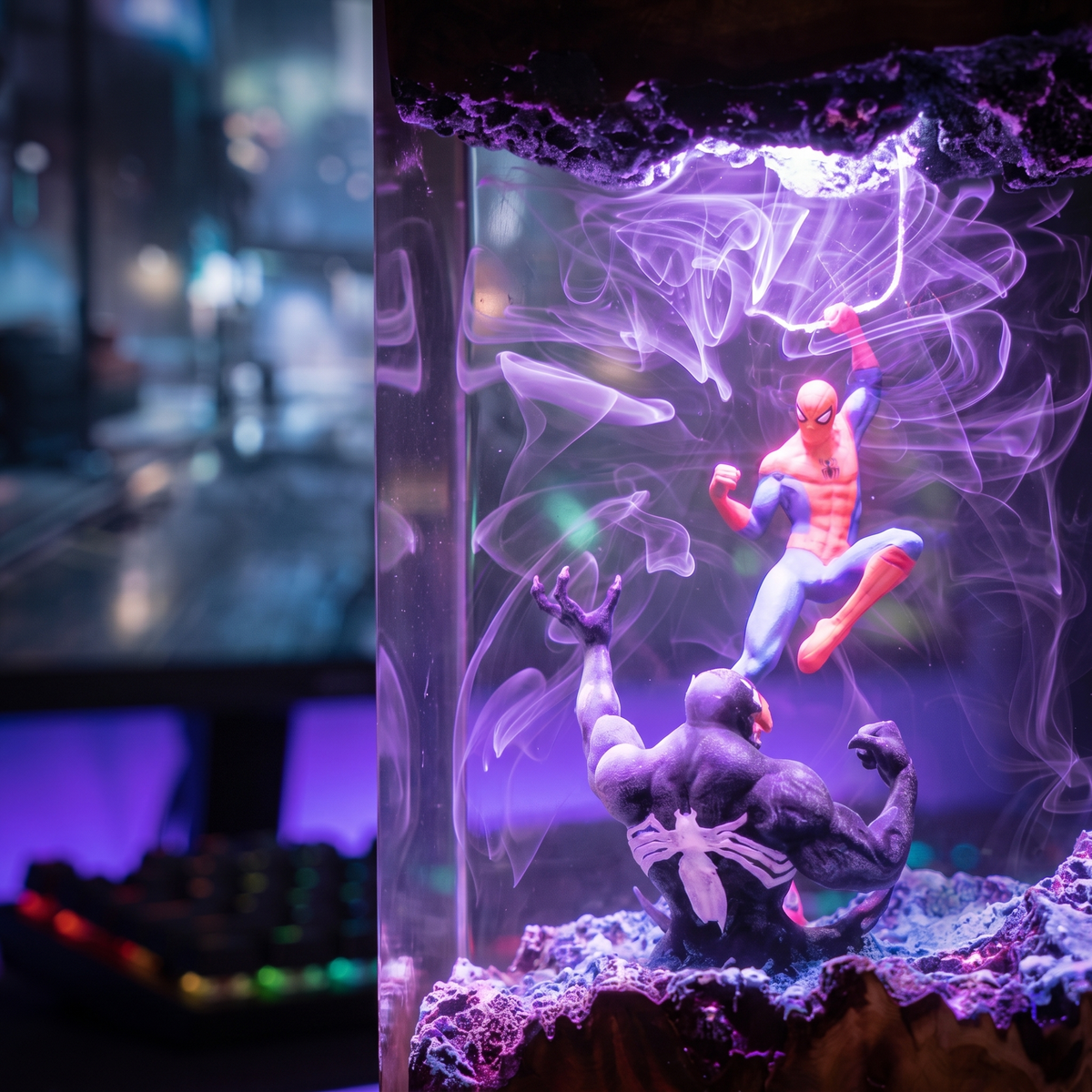 Spider-Hero vs Symbiote Resin Lamp
